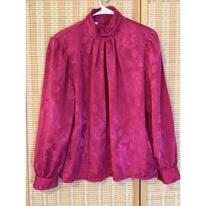 Laura & Jayne Womens‎ 10 Fuchsia Blouse Secretary Office Career Silky Floral